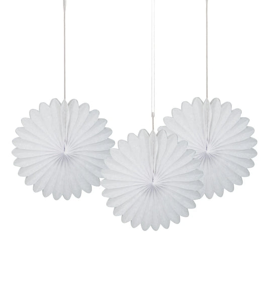 White Solid 6" Tissue Paper Fans, 3 In A Pack