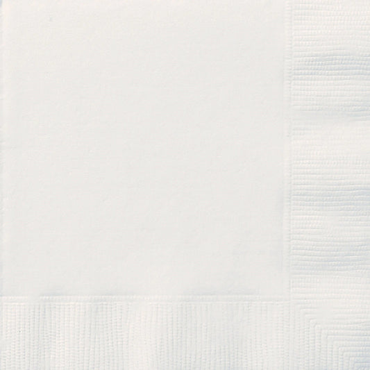 White Solid Beverage Napkins, 20 In A Pack