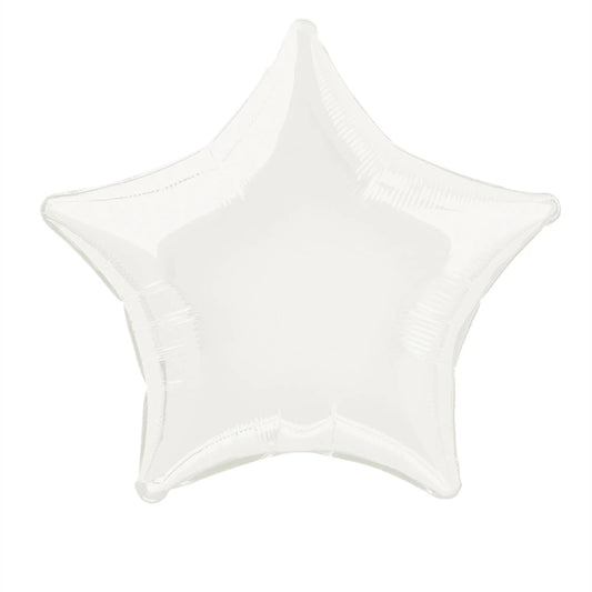 White Solid Star Foil Balloon 20", Bulk
