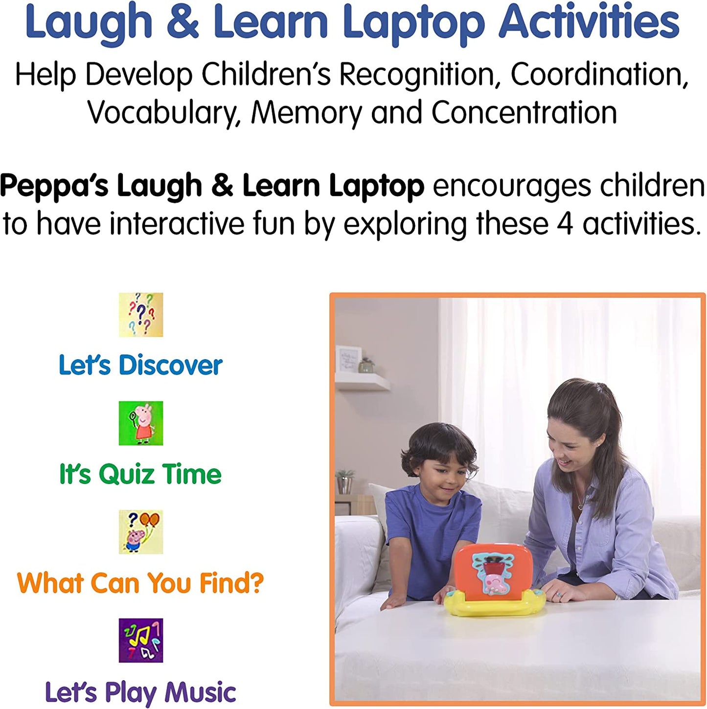 Peppa Pig PP02 Peppa's Laugh & Learn Toy Laptop for Kids, 3+ Years, Single, Multi